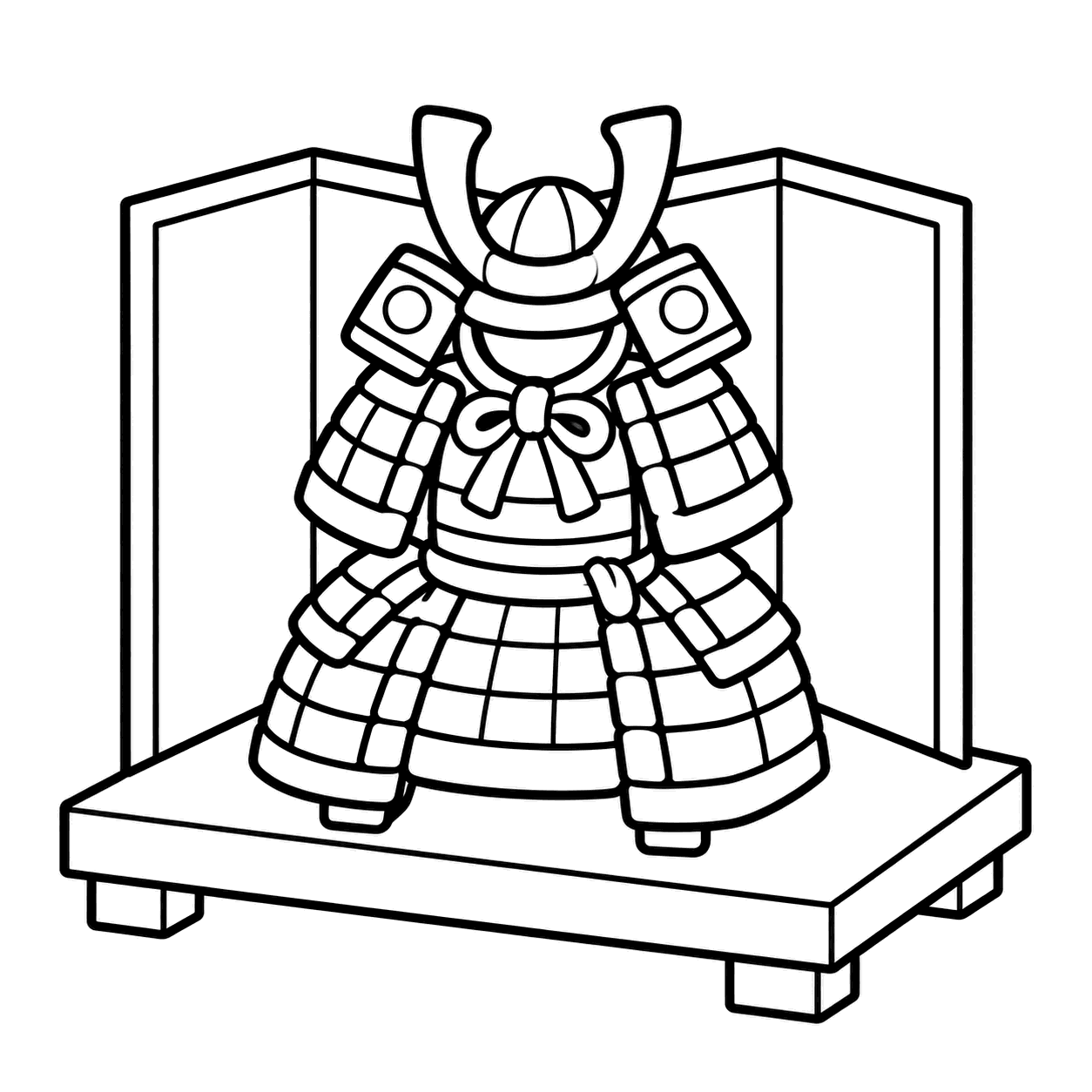 ミニ甲冑飾りのぬりえ用線画