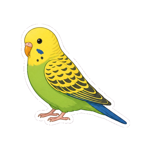 文字や鳥かごがないインコの全身アイコン
