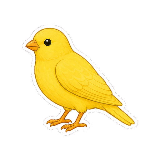 文字や鳥かごがないカナリアの全身アイコン