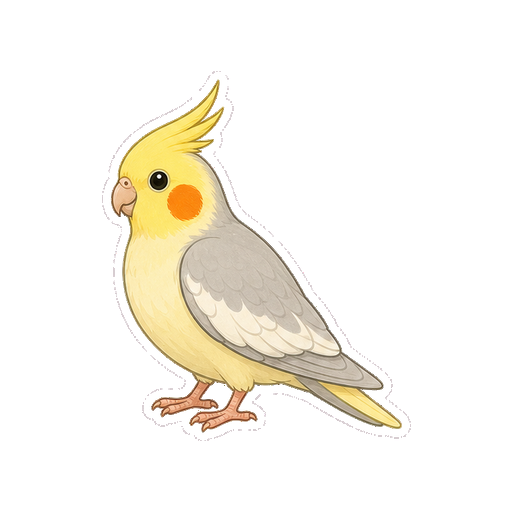 文字や鳥かごがないオカメインコの全身アイコン