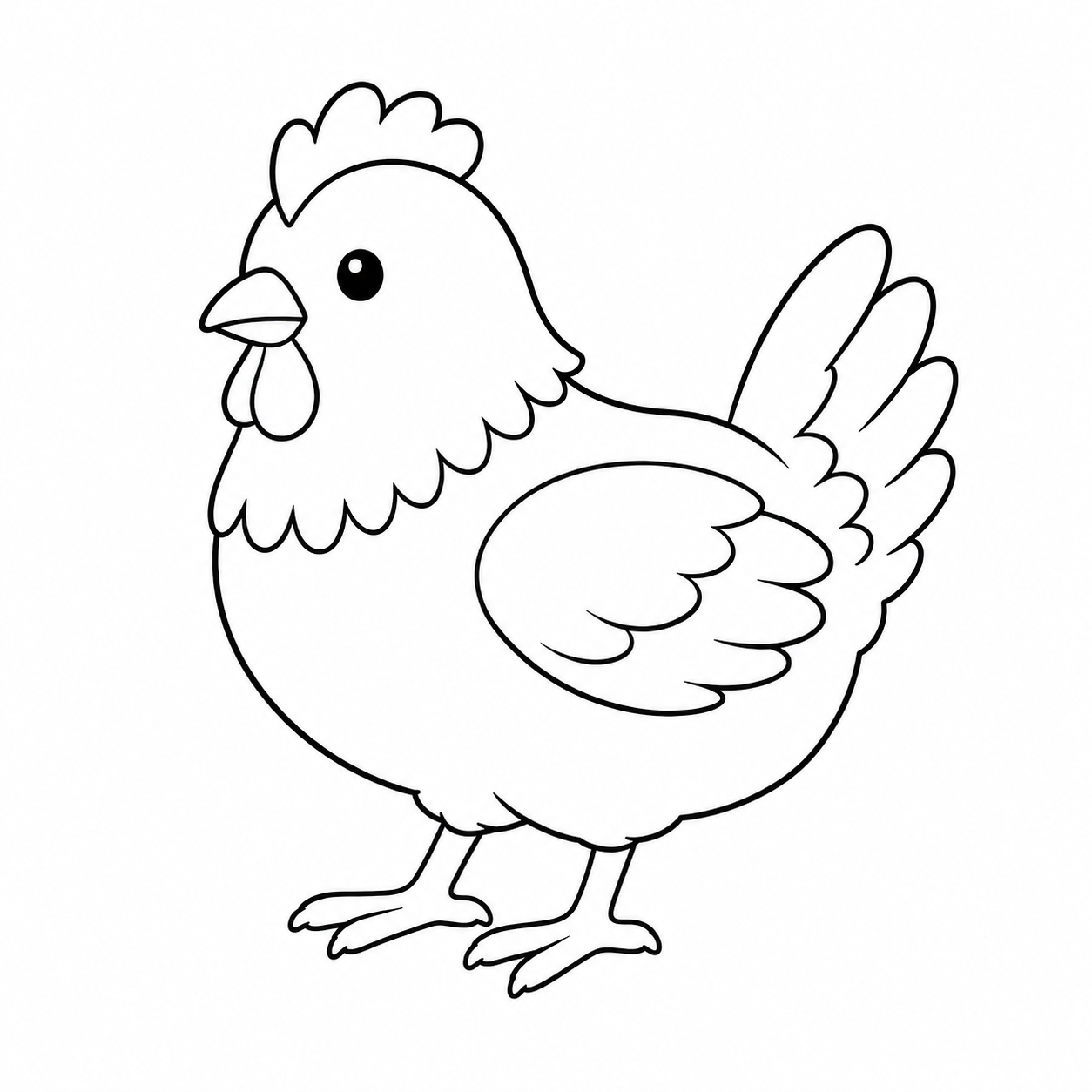 ニワトリのぬりえ用線画