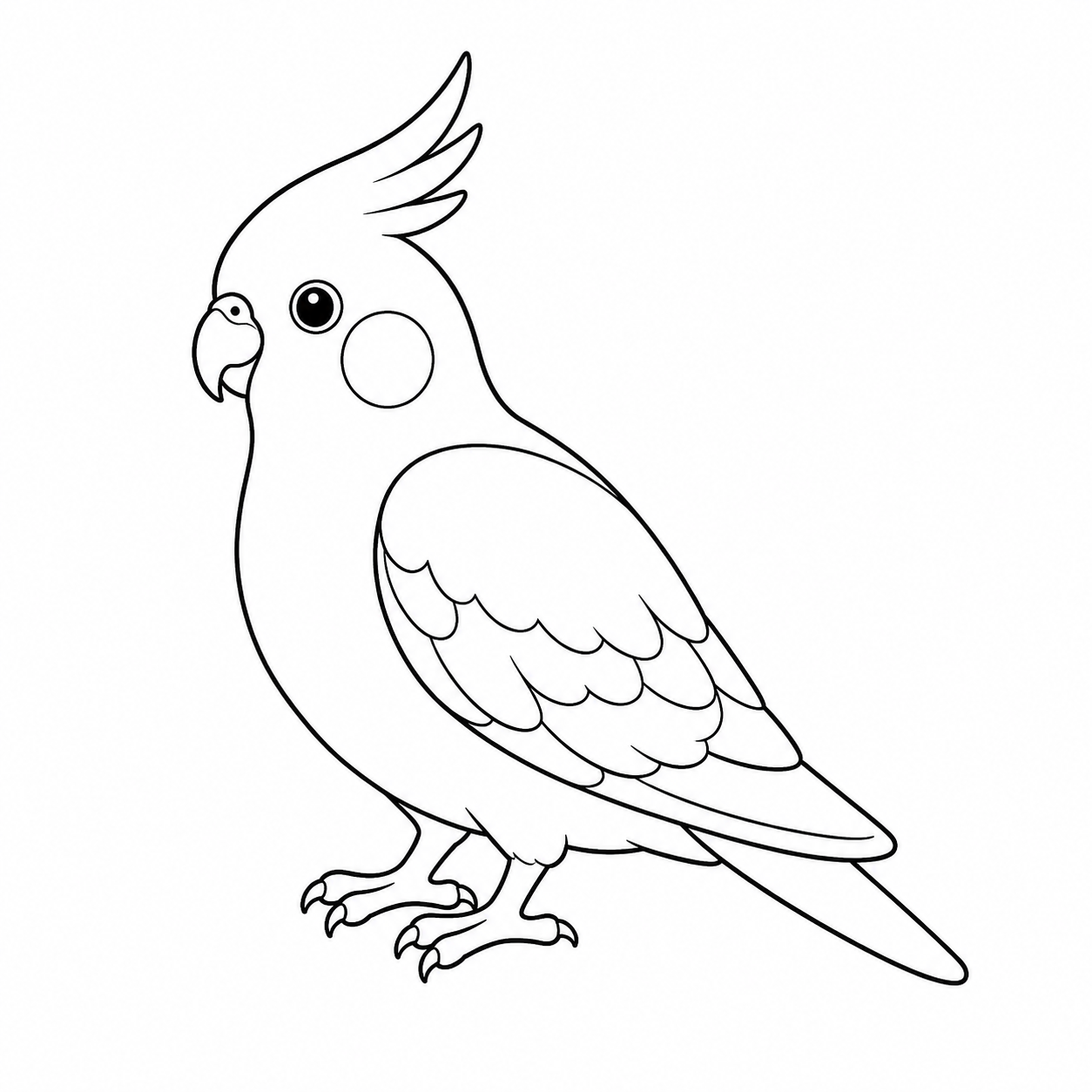 オカメインコのぬり絵用線画