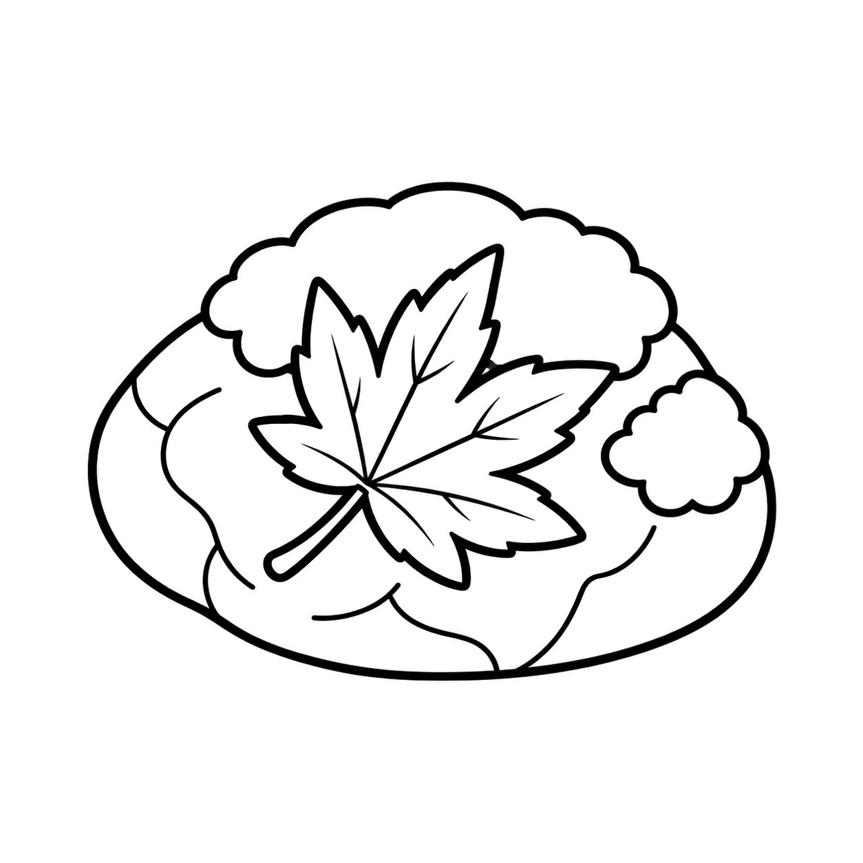 落ち葉と石のぬり絵用線画