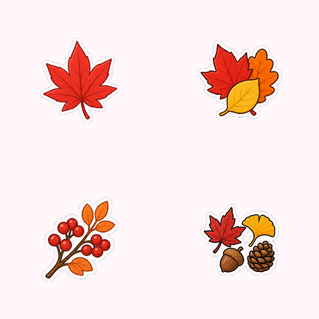 紅葉・秋の自然アイコン24個セットの代表画像