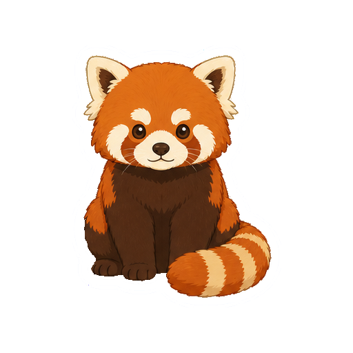 正面を向いて座るレッサーパンダの全身イラスト