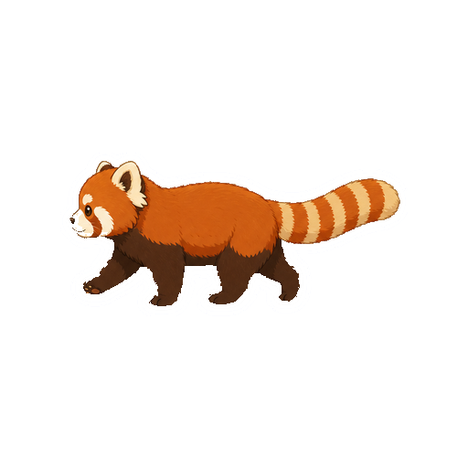 横向きで歩くレッサーパンダの全身イラスト