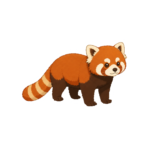 斜め向きで立つレッサーパンダの全身イラスト