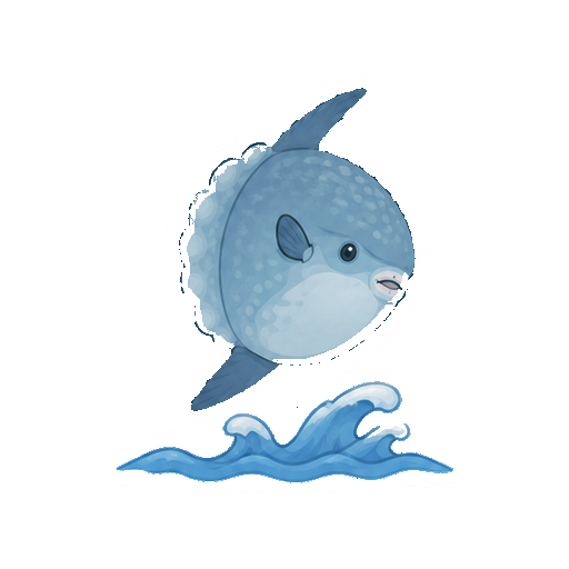 寄生虫を落とすように体をひねって跳ぶマンボウの全身イラスト