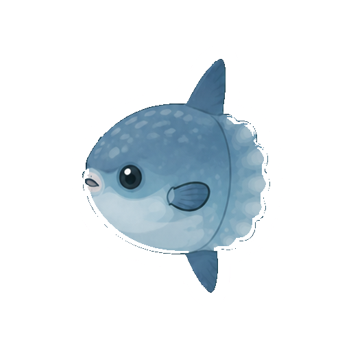 小さな子マンボウが泳ぐ全身イラスト