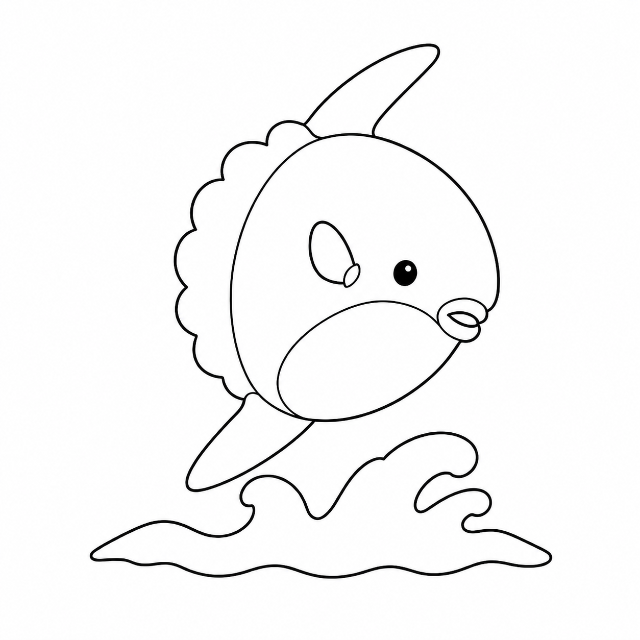 寄生虫を落とすように跳ぶマンボウのぬりえ用線画