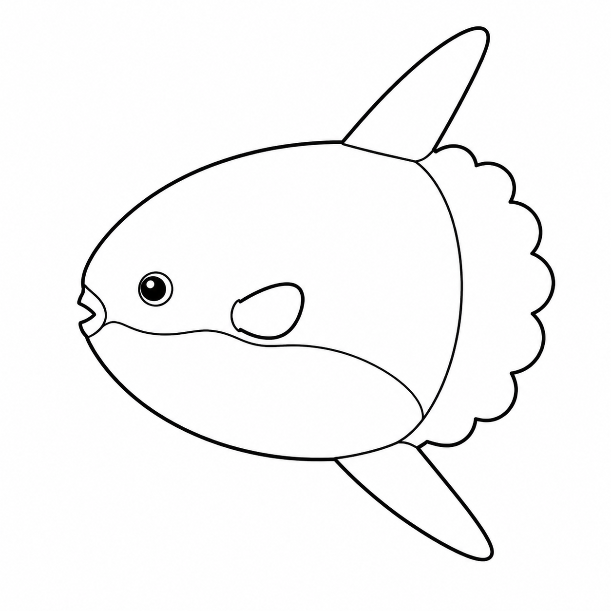 上下のひれを動かすマンボウのぬりえ用線画