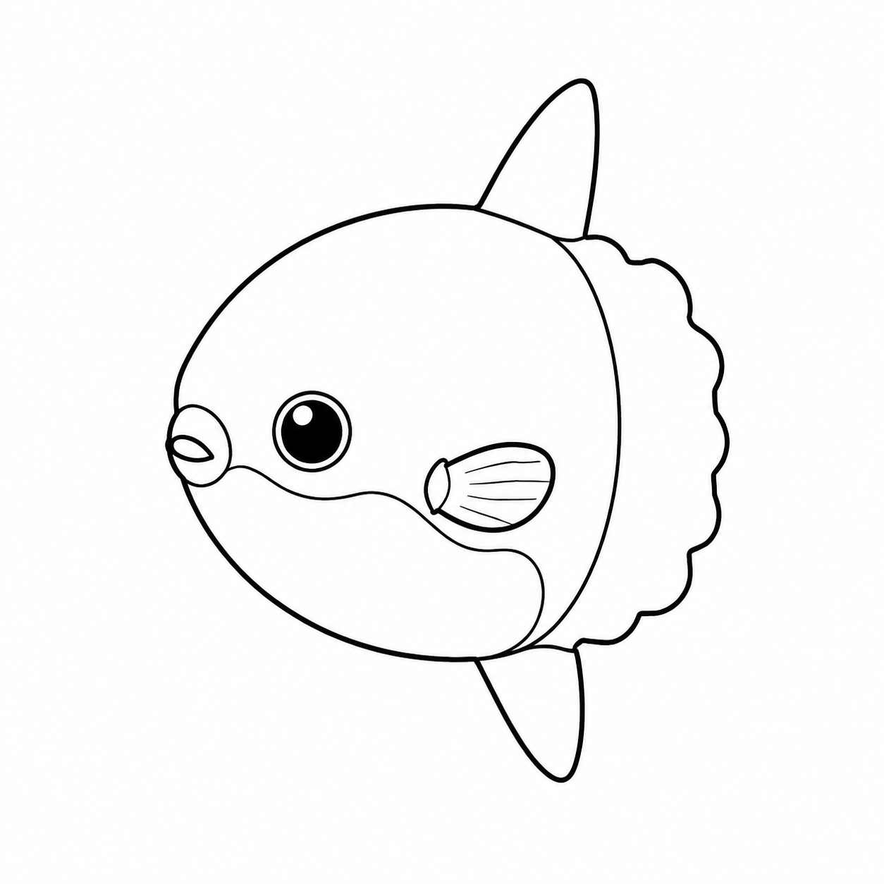 小さなマンボウの子どものぬりえ用線画