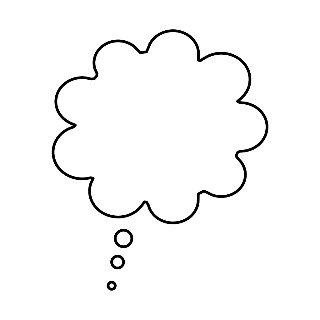 小さな丸が続く雲形の考えごと吹き出し