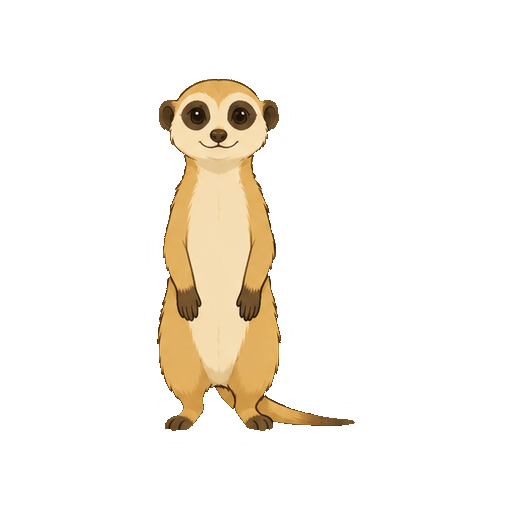 正面を向いて立ち上がるミーアキャットの全身イラスト