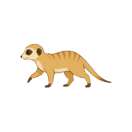 横向きで四足歩行するミーアキャットの全身イラスト