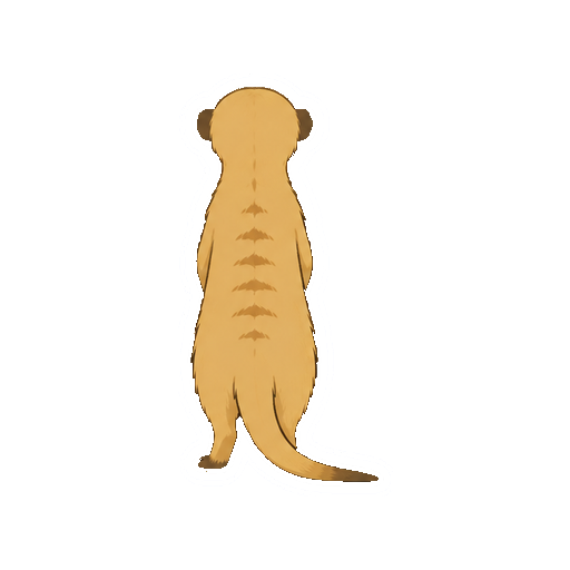 細い尾が見えるミーアキャットの後ろ姿の全身イラスト