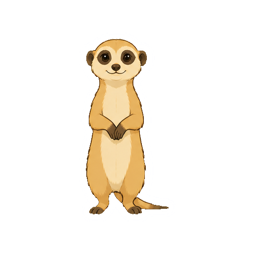 両前足を胸元へそろえて立つミーアキャットの全身イラスト
