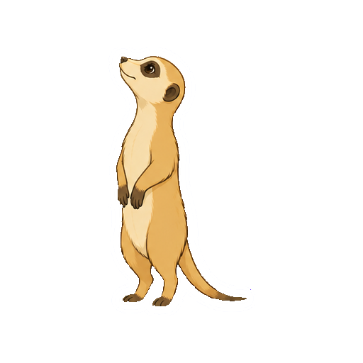 首を高く伸ばして見張るミーアキャットの全身イラスト