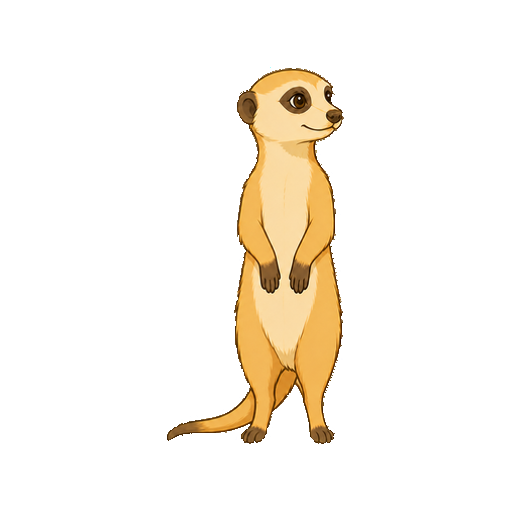 体を正面にして横を振り返るミーアキャットの全身イラスト