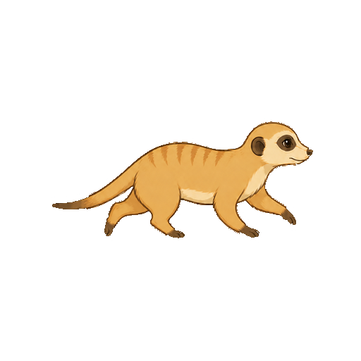 横向きに小走りするミーアキャットの全身イラスト