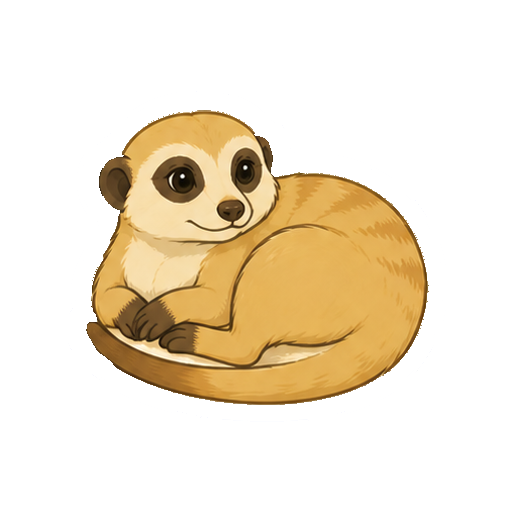 体を丸めて静かに休むミーアキャットの全身イラスト