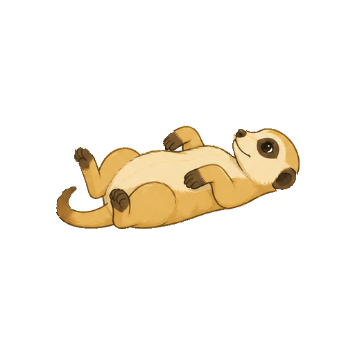 あお向けで日光浴するミーアキャットの全身イラスト