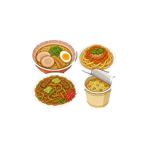 顔や文字がない麺類セットアイコン