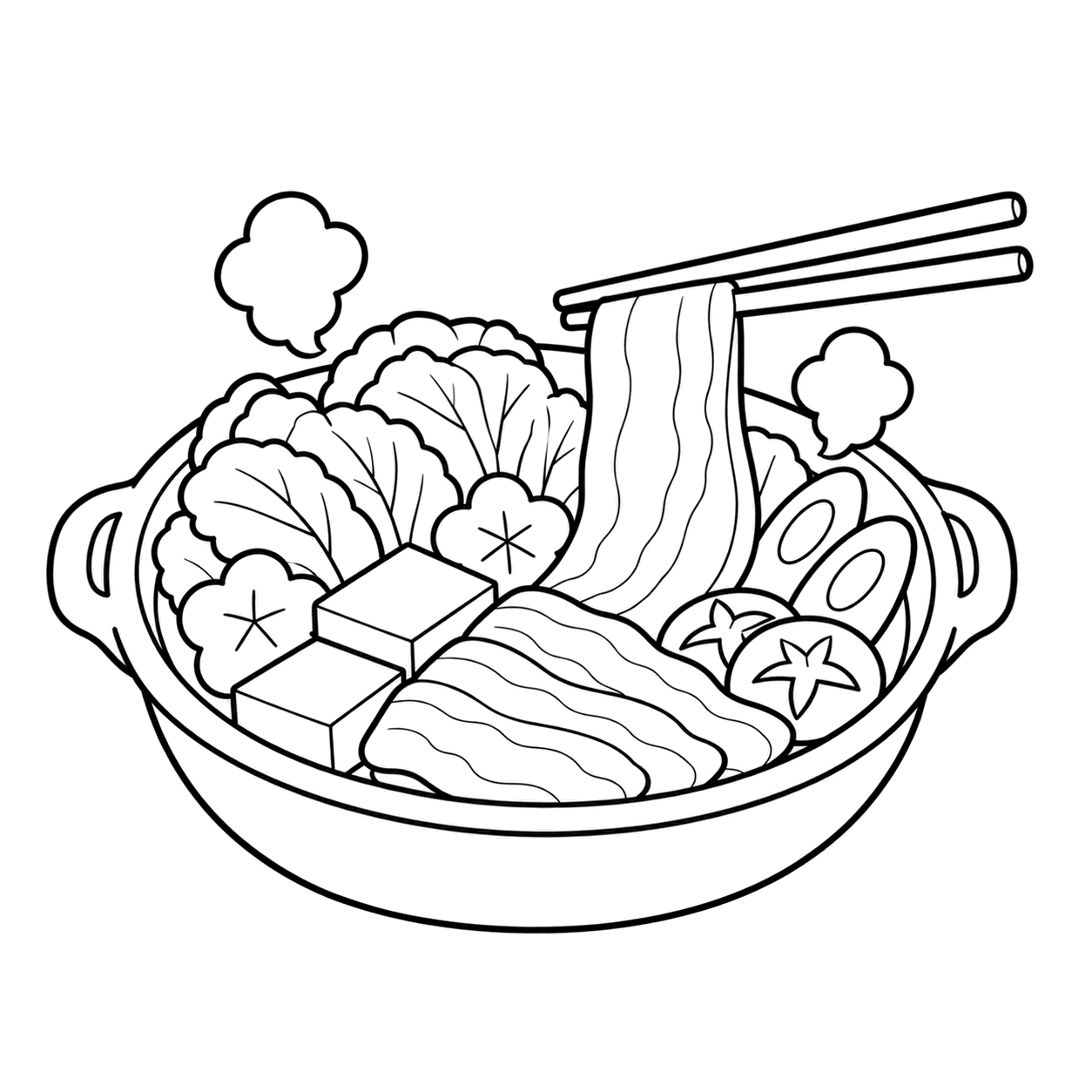 しゃぶしゃぶのぬりえ用線画