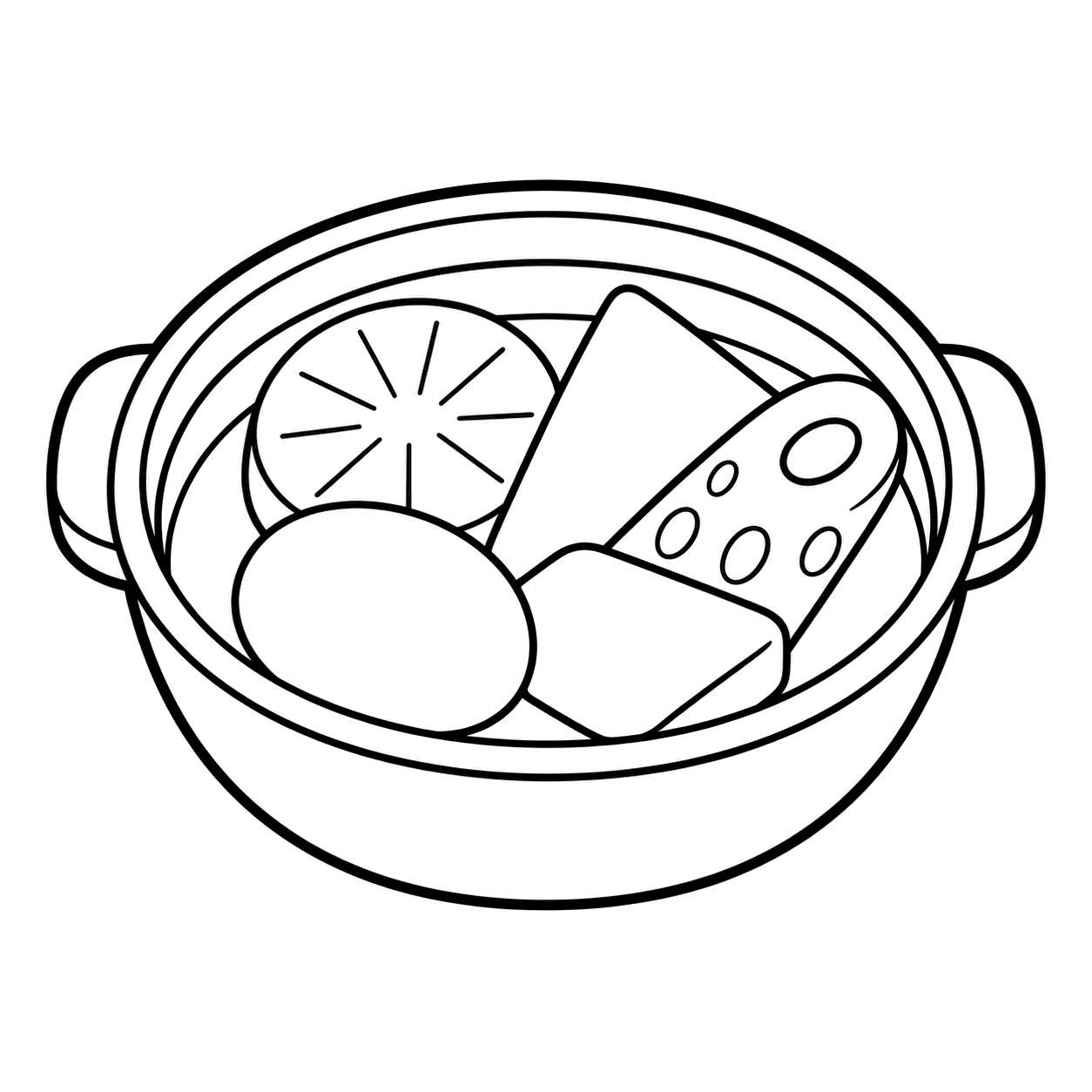 おでん鍋のぬりえ用線画