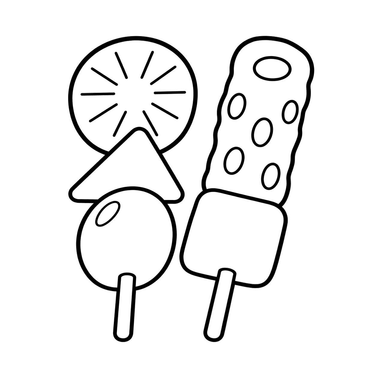 おでん串のぬりえ用線画