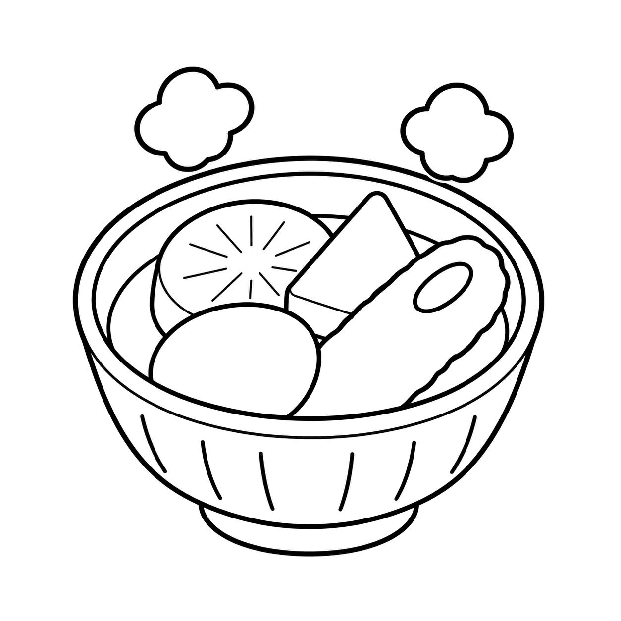おでん小鉢のぬりえ用線画