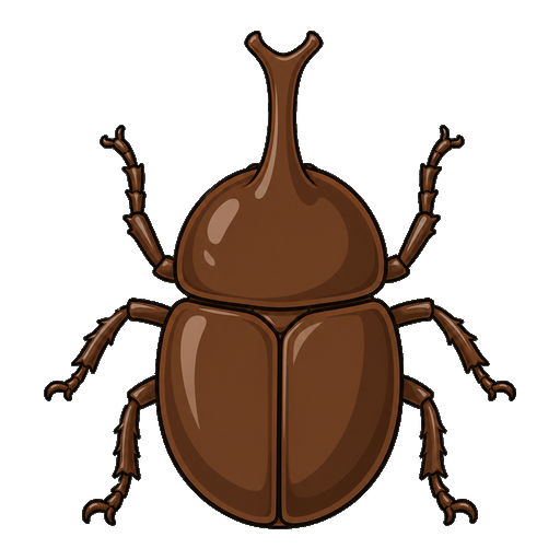 一本角がある茶色のカブトムシのアイコン