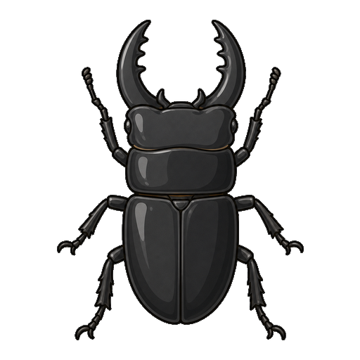 大きなあごがある黒いクワガタのアイコン
