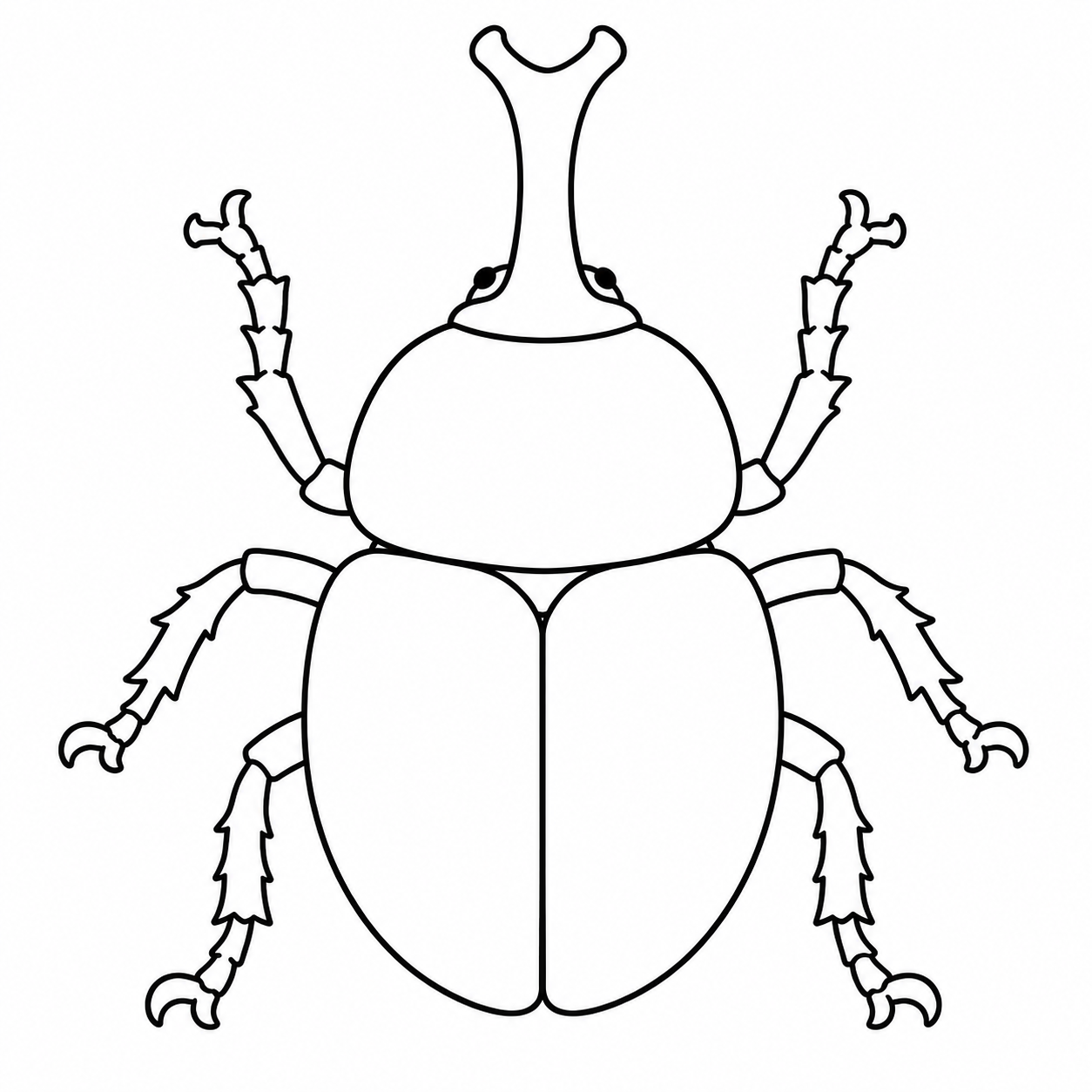カブトムシのぬりえ用線画（夏の昆虫のイラスト・ぬり絵16枚）