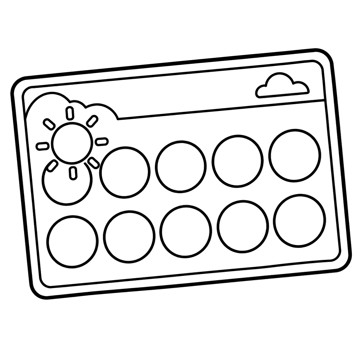 ラジオ体操カードのぬりえ用線画（夏休みのイラスト24点・ぬりえ24種類）