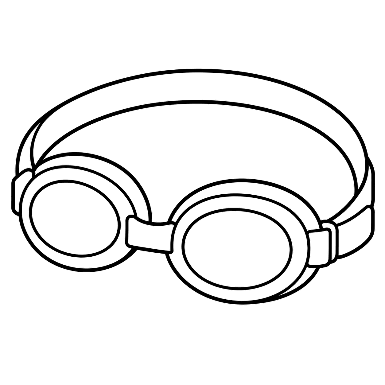 水泳ゴーグルのぬり絵用線画