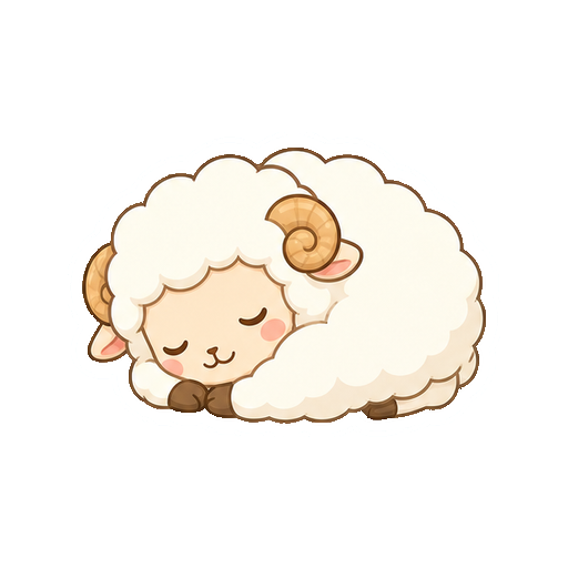 文字や記号がない丸まって眠る白いひつじアイコン