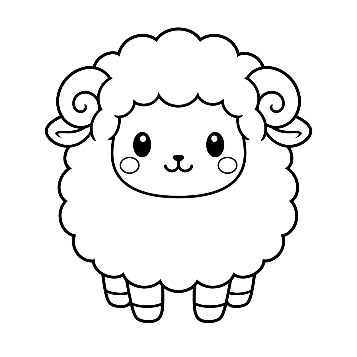笑顔のひつじのぬりえ用線画（年賀状・未年のひつじイラスト16点・ぬりえ16種類）