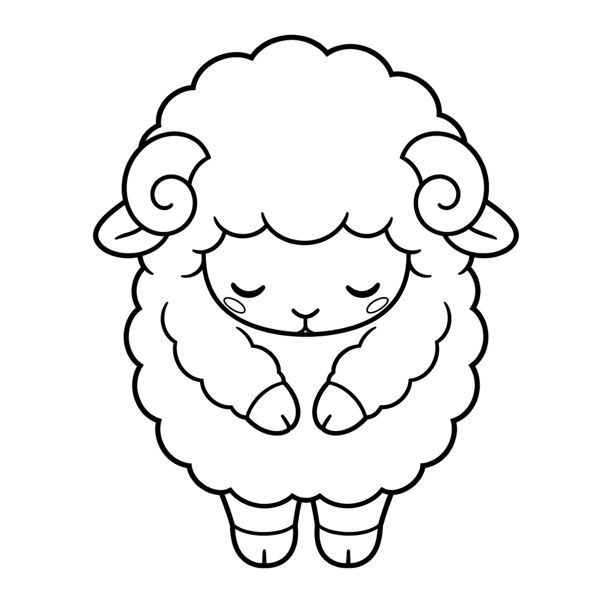 おじぎするひつじのぬりえ用線画