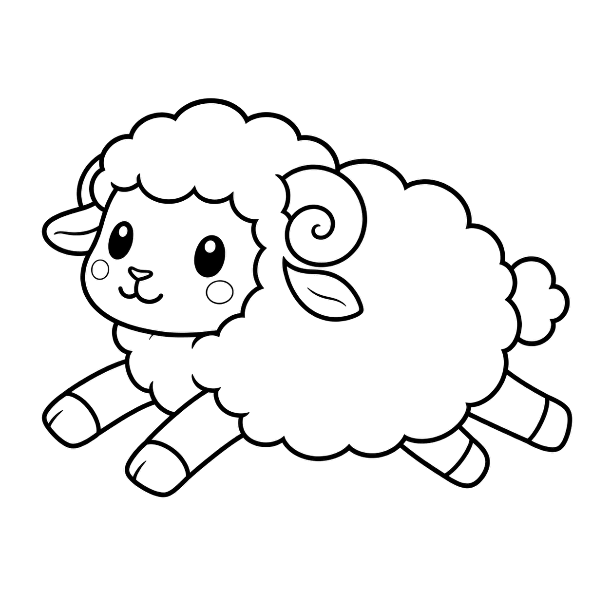 跳ねるひつじのぬりえ用線画