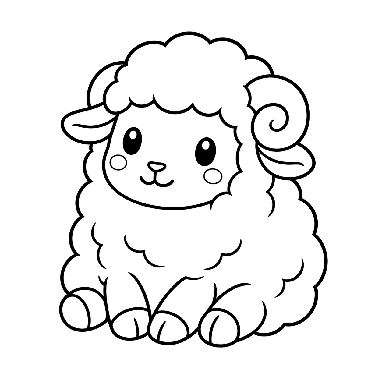 座るひつじのぬりえ用線画