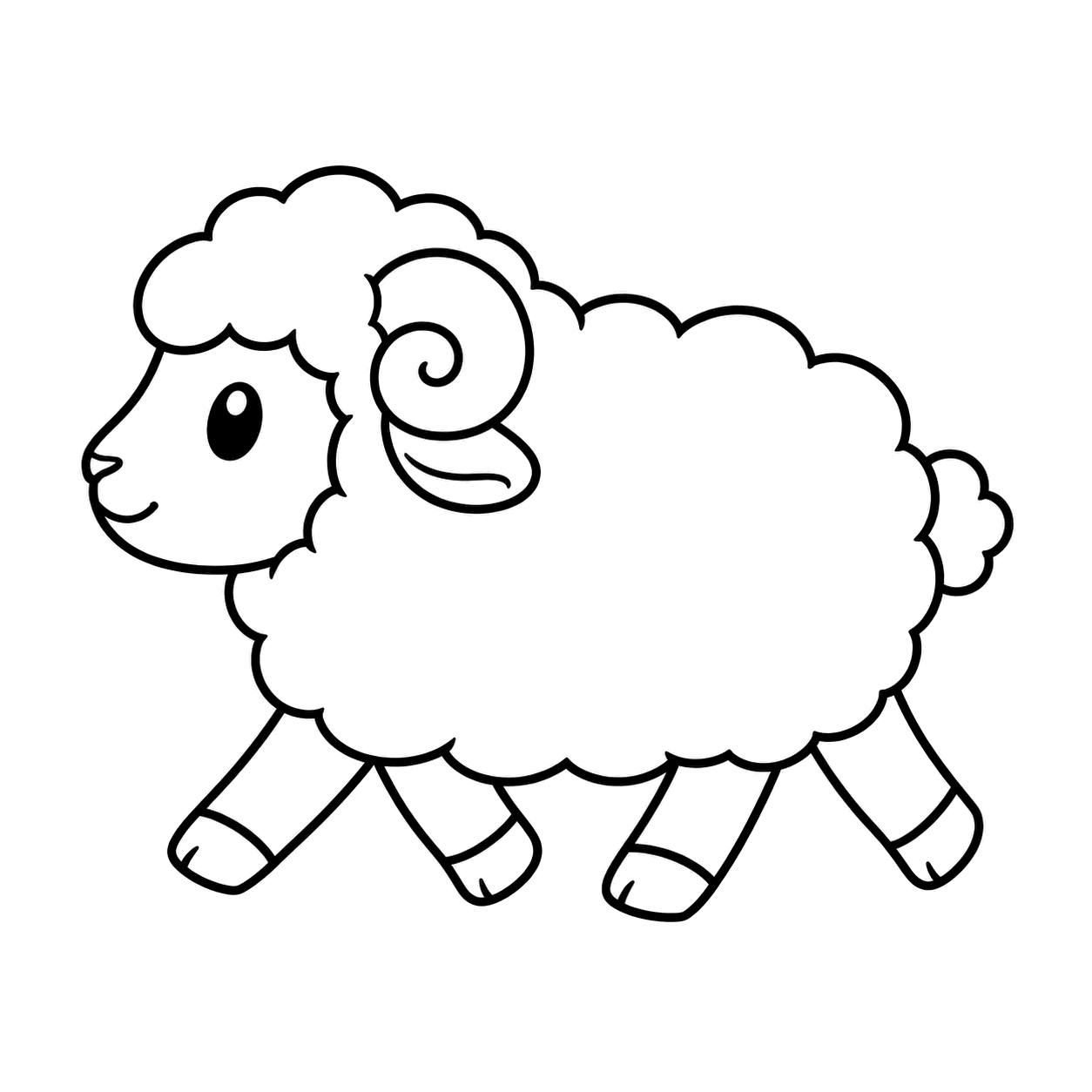 歩くひつじのぬりえ用線画