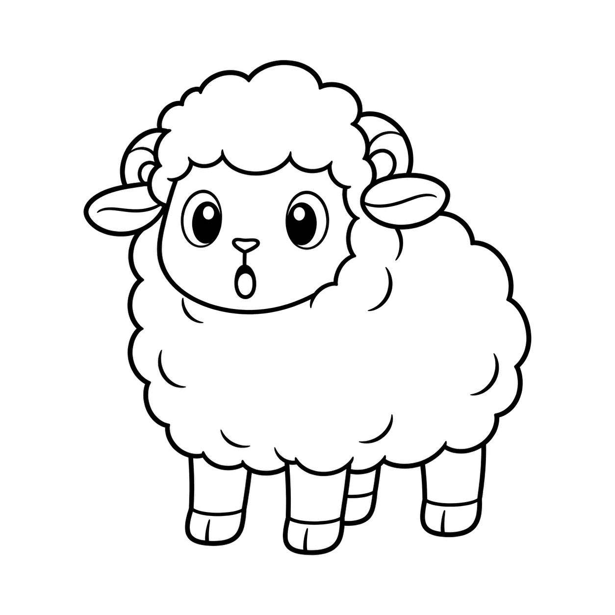 驚くひつじのぬりえ用線画
