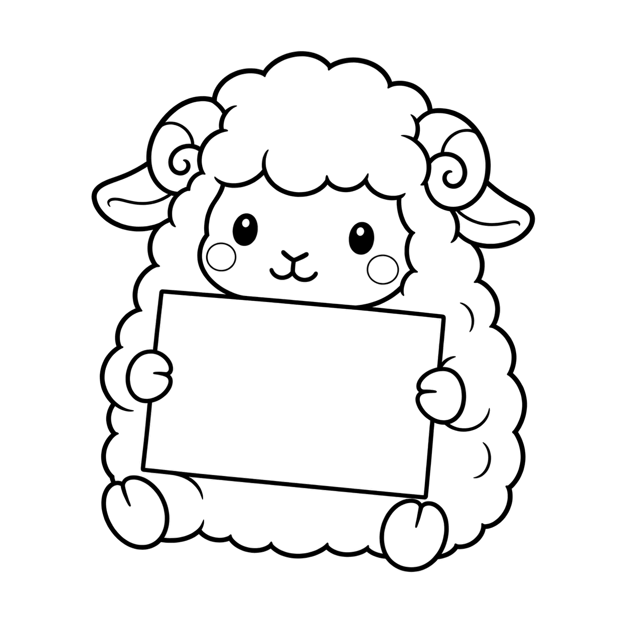 白紙カードとひつじのぬりえ用線画