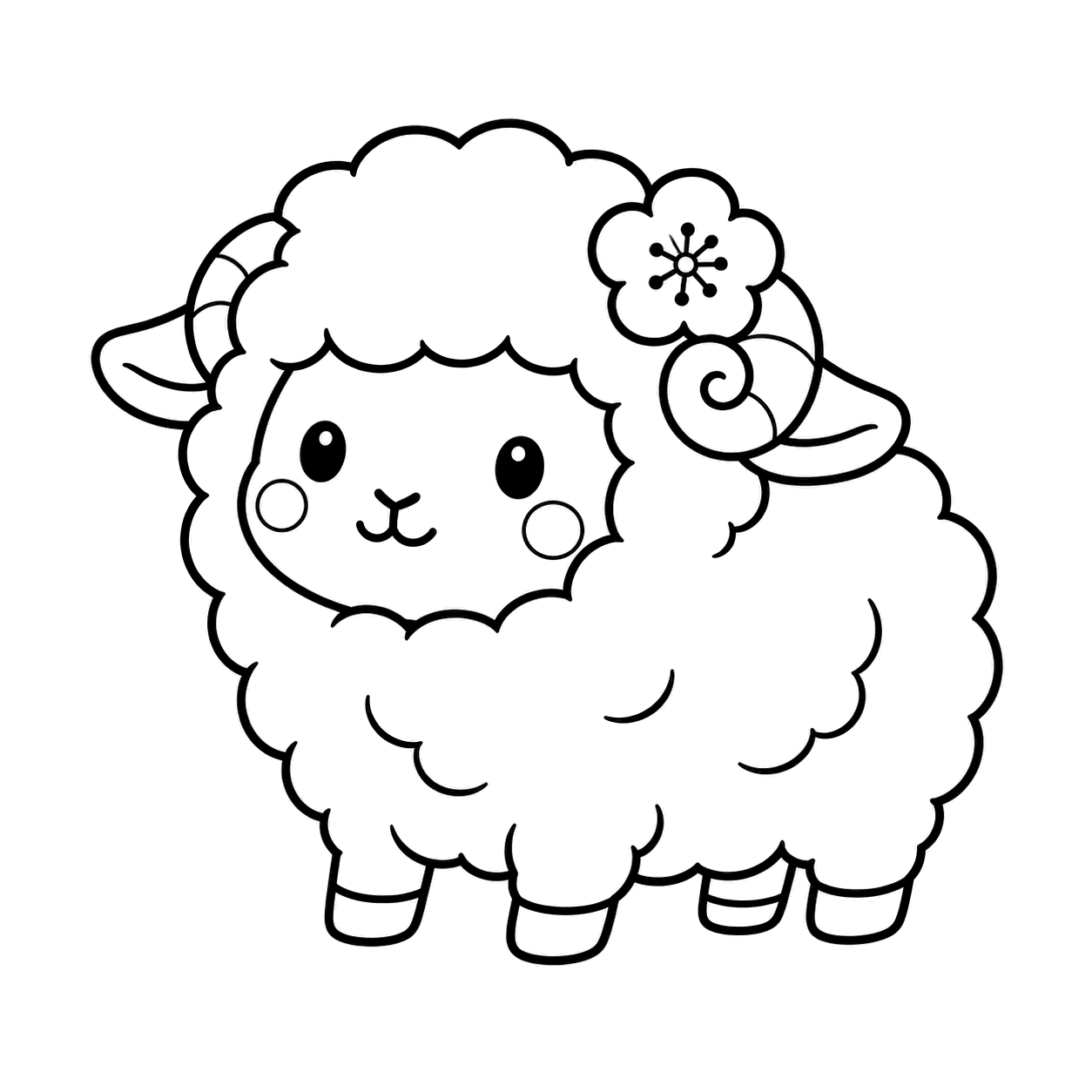 梅とひつじのぬりえ用線画