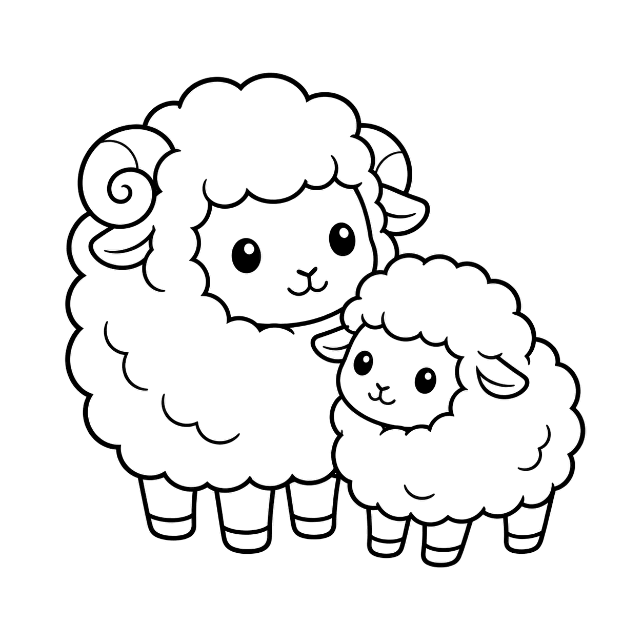 親子ひつじのぬりえ用線画