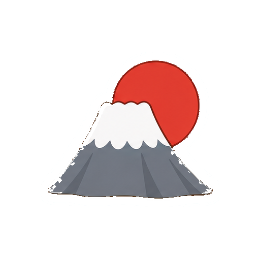 文字がない富士山と初日の出アイコン