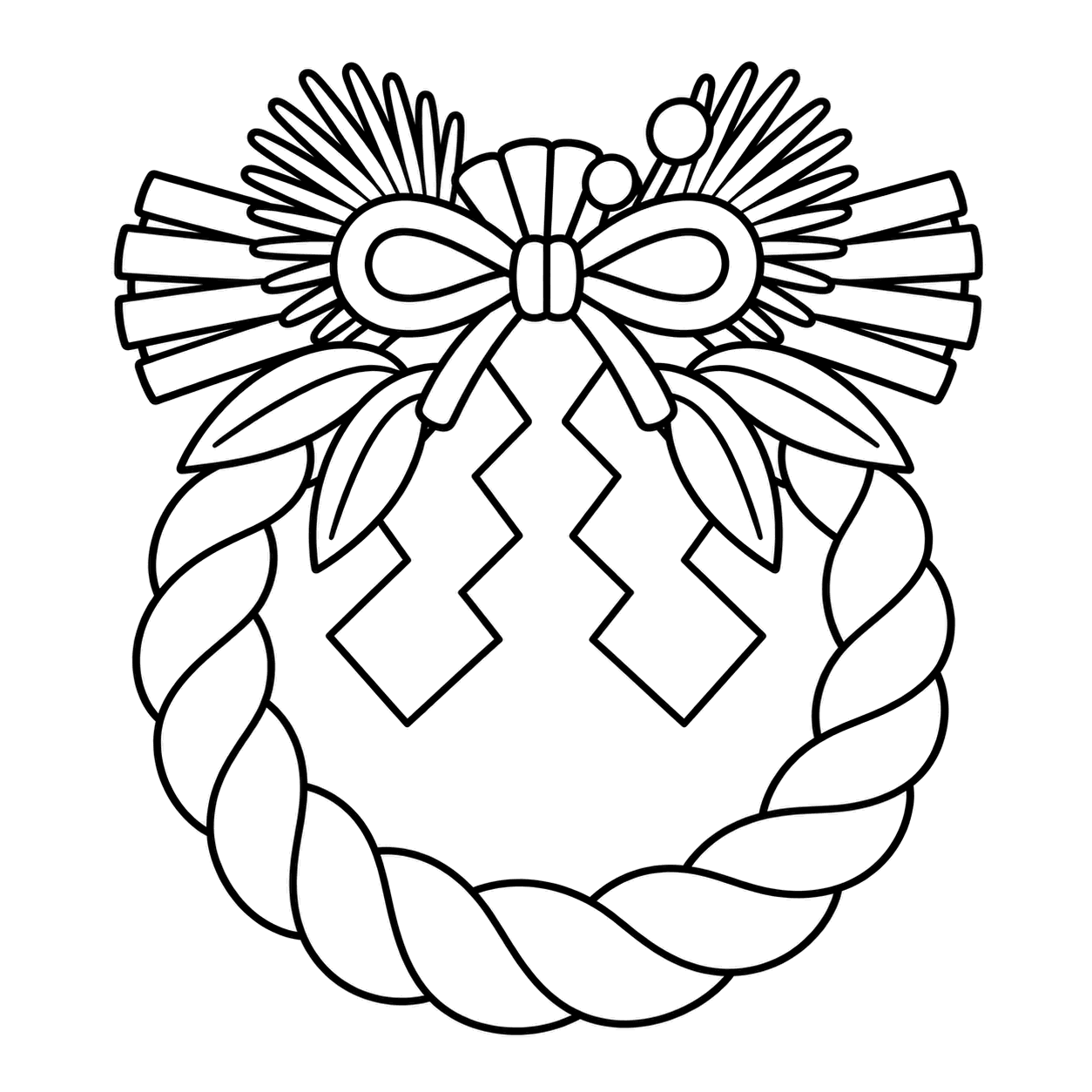 しめ縄リースのぬりえ用線画