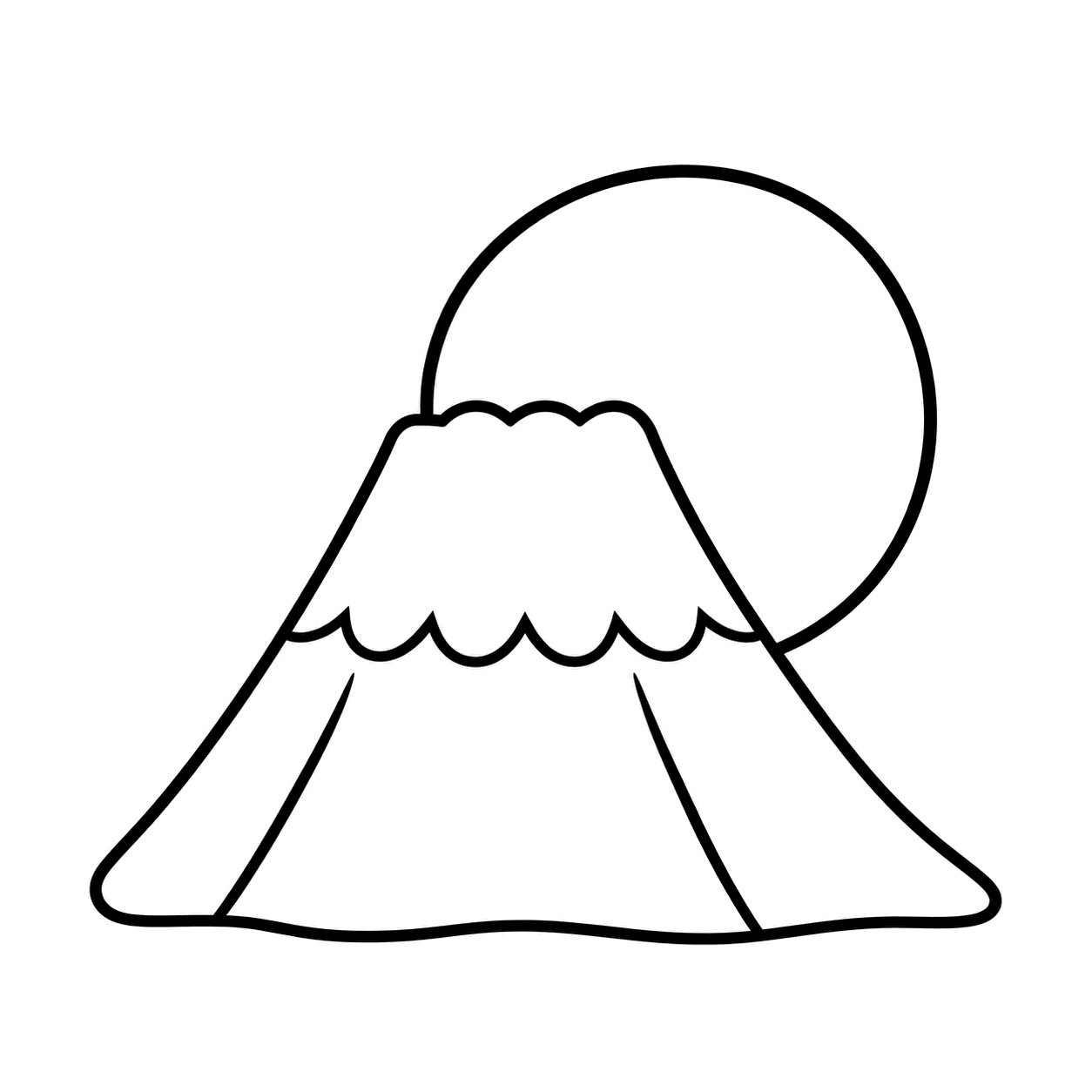 富士山と初日の出のぬりえ用線画