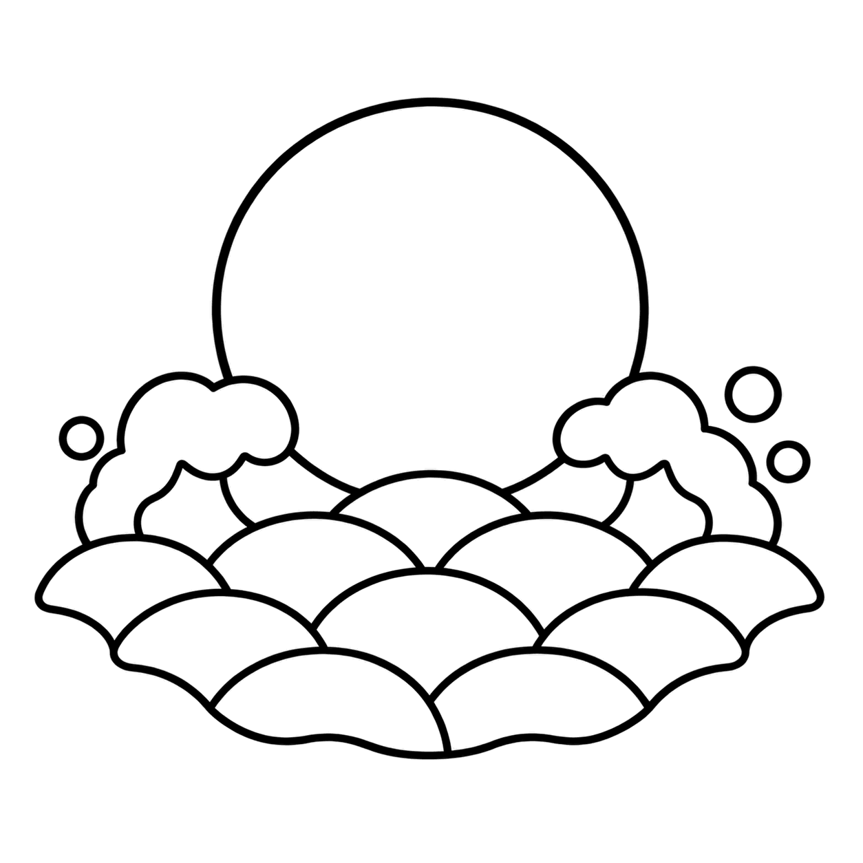 初日の出と波のぬりえ用線画